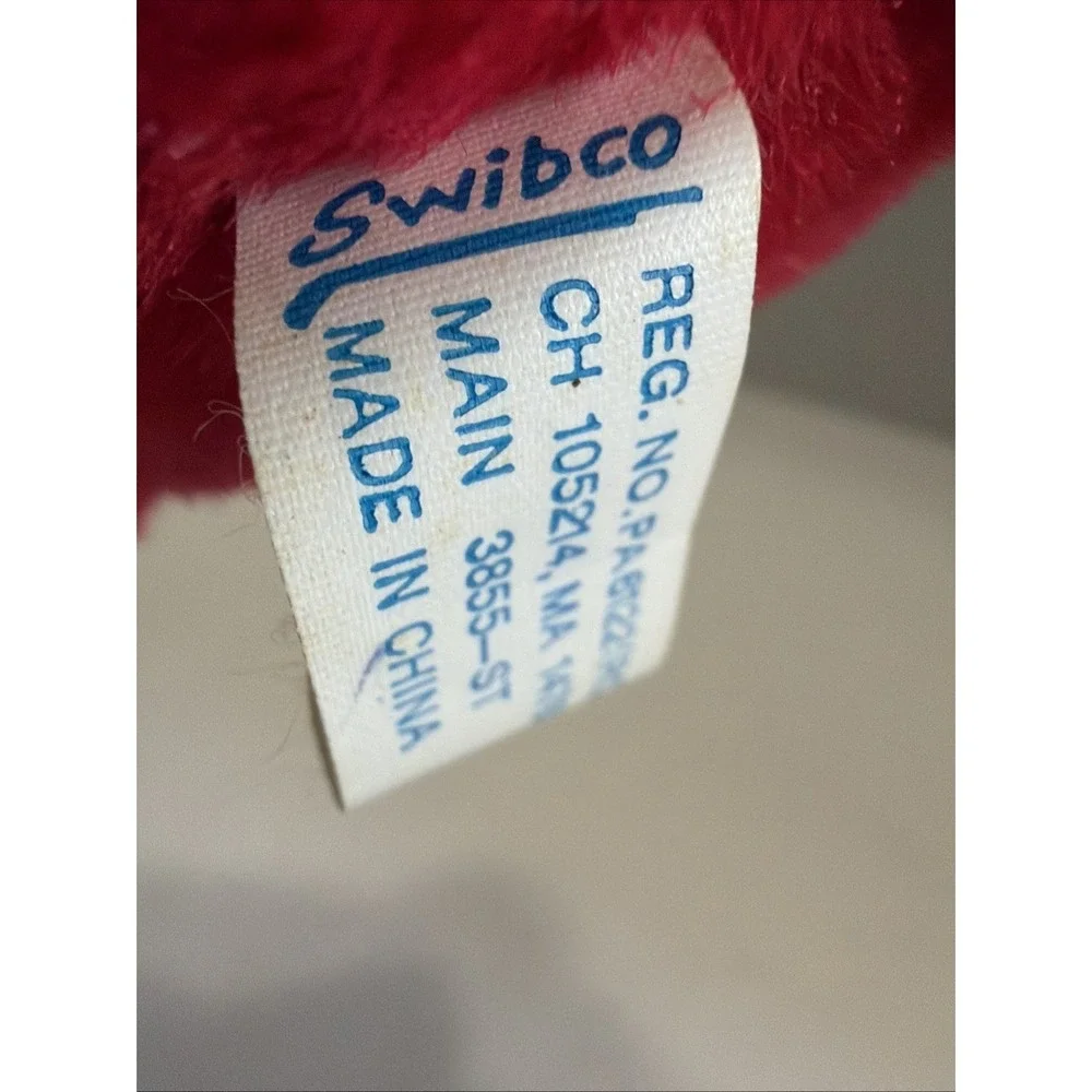 Swibco Puffkins Red Bull Plush Stuffed Animal Vintage Bean Bag Toy Horns Tag
